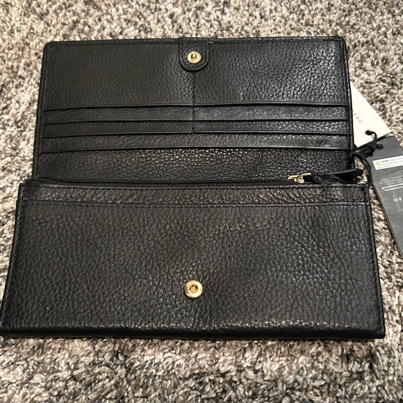Aimee Kestenberg Sovana fold over slim wallet black leather with gold NWT - Picture 8 of 9